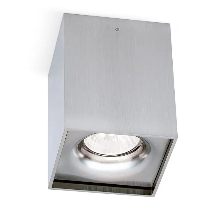 Orion Leuchten Deckenstrahler - L x B x H: 8,3 x 8,3 x 10,5 cm, GU10 - Quadratischer Aufbaustrahler aus gebürstetem Metall mit sichtbarer Lichtquelle.