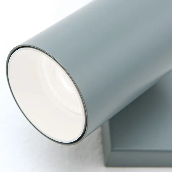 Orion Leuchten Deckenstrahler - L x B x H: 35 x 6 x 2 cm, GU10 - Zylindrische Wandleuchte in mattem Graublau mit sichtbarer Lichtquelle.