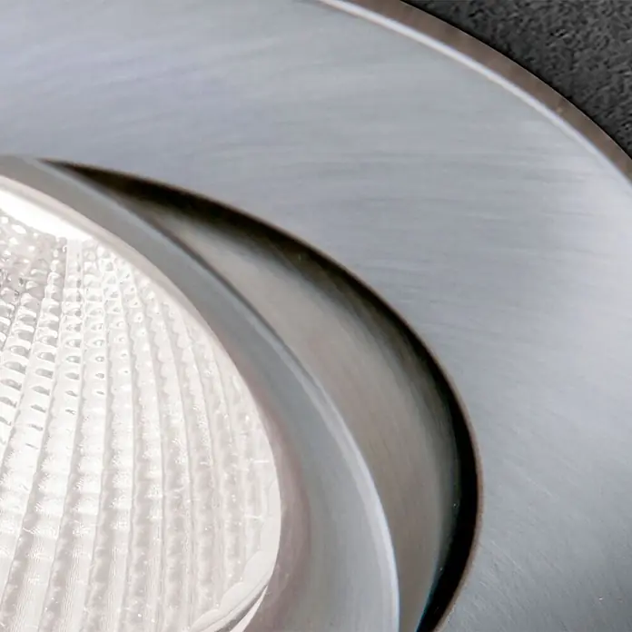 Orion Leuchten Einbauleuchte -  - Gebürstete Metall-Leuchte mit strukturierter weißer Diffusorabdeckung.