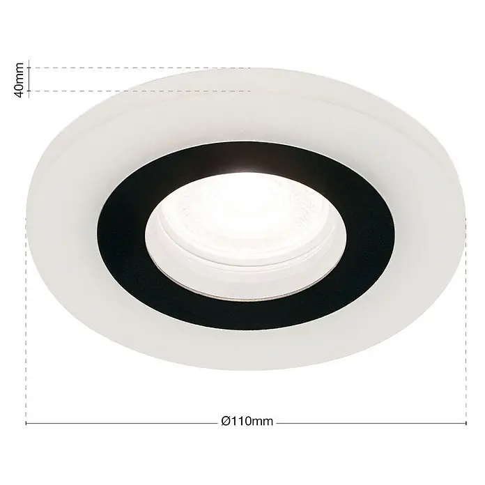 Orion Leuchten Einbauleuchte -  - Weißer LED-Einbaustrahler mit schwarzem Innenring, Ø110mm, 40mm tief.