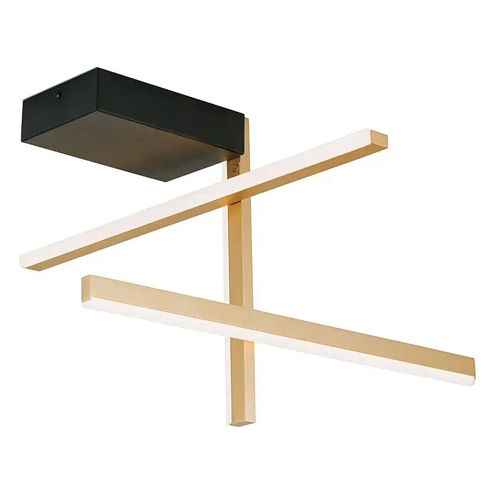 Orion Leuchten LED-Deckenleuchte - L x B x H: 50 x 50 x 30 cm - Moderne Deckenleuchte mit schwarzem Rechtecksockel und mehreren goldenen, rechteckigen Armen mit integrierten LED-Streifen.