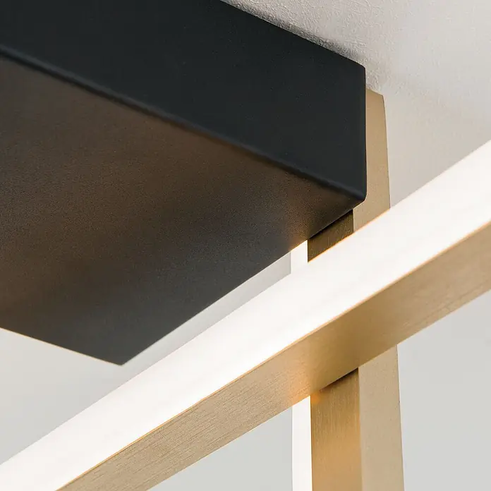 Orion Leuchten LED-Deckenleuchte - L x B x H: 50 x 50 x 30 cm - Moderne Deckenleuchte mit schwarzem Sockel und sich kreuzenden goldfarbenen Stäben mit integrierten LED-Streifen.