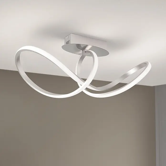 Orion Leuchten LED-Deckenleuchte - L x B x H: 27 x 25 x 27 cm - Moderne LED-Deckenleuchte mit ineinander verschlungenen wellenförmigen silber-weißen Elementen.