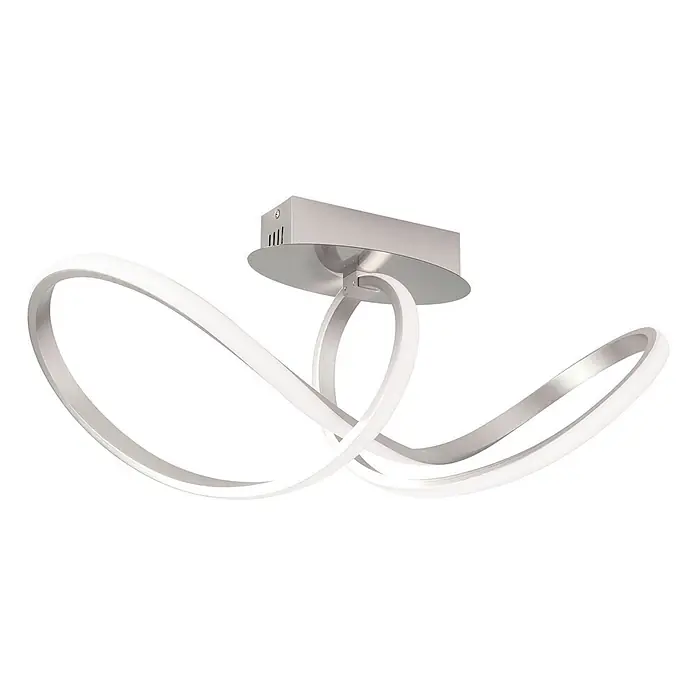 Orion Leuchten LED-Deckenleuchte - L x B x H: 27 x 25 x 27 cm - Moderne LED-Deckenleuchte aus satiniertem Metall mit zwei verschlungenen, weiß beleuchteten Wellenbändern.