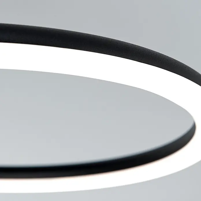 Orion Leuchten LED-Deckenleuchte - L x B x H: 68 x 59 x 26 cm - Schwarze runde LED-Leuchte mit weißer Beleuchtung.