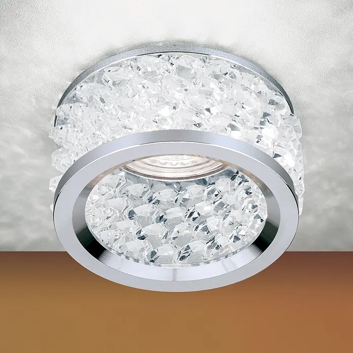 Orion Leuchten Einbauleuchte -  - Einbau-Deckenleuchte mit Chromring und klarem Kristalldiffusor.