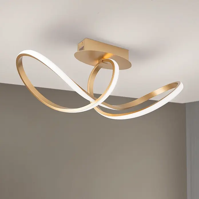 Orion Leuchten LED-Deckenleuchte - L x B x H: 27 x 25 x 27 cm - Moderne goldene Deckenleuchte mit wellenförmigem, integriertem LED-Design.