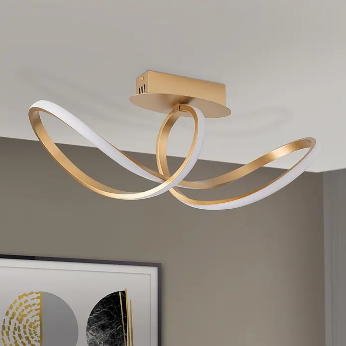 Orion Leuchten LED-Deckenleuchte - L x B x H: 27 x 25 x 27 cm - Moderne goldene LED-Deckenleuchte mit gewellten, verschlungenen Designelementen.