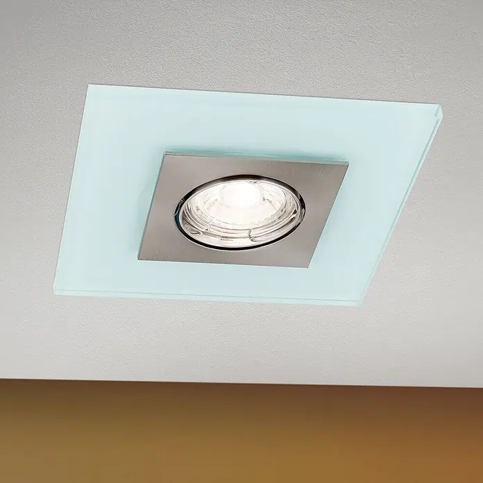 Orion Leuchten Einbauleuchte -  - Quadratische Einbau-Deckenleuchte mit mattiertem Glas und gebürstetem Metall.