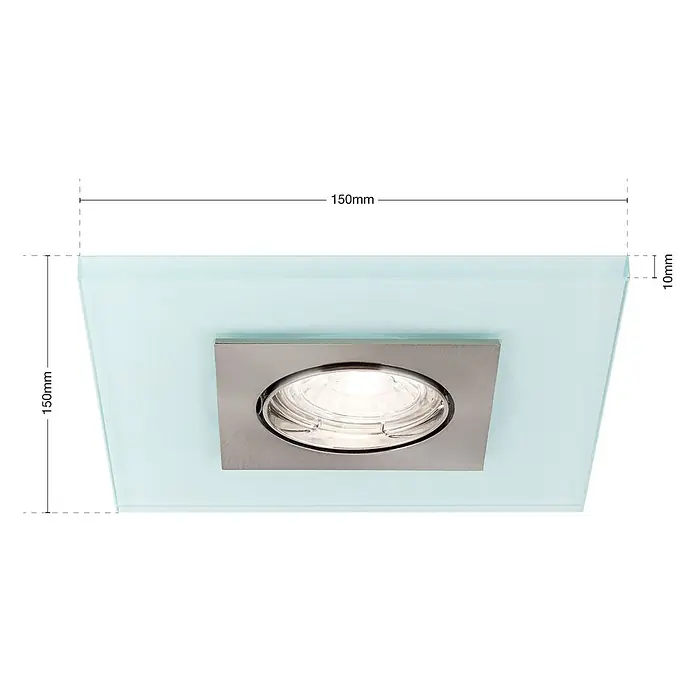 Orion Leuchten Einbauleuchte -  - Quadratischer Einbaustrahler mit mattierter Glasfront (150x150mm) und gebürstetem Metallrahmen, mit hellem LED-Licht.
