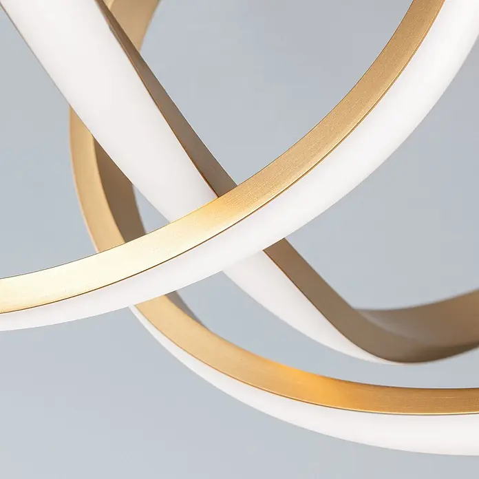 Orion Leuchten LED-Deckenleuchte - L x B x H: 27 x 25 x 27 cm - Moderne Leuchte mit verschlungenen goldfarbenen und leuchtend weißen LED-Ringen.