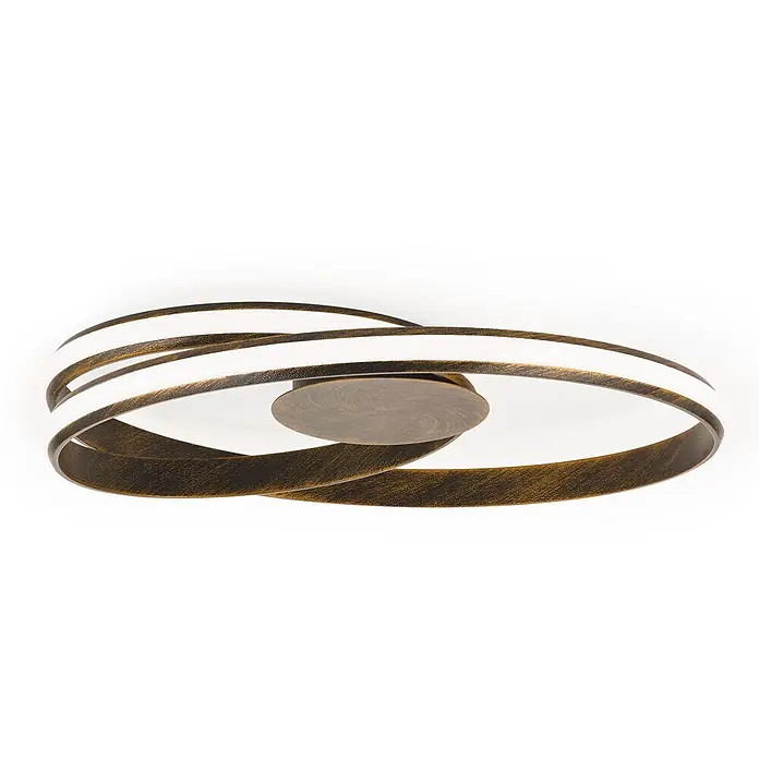 Orion Leuchten LED-Deckenleuchte - L x B x H: 58 x 58 x 12 cm - Moderne LED-Deckenleuchte mit ineinander verschlungenen bronzefarbenen Bändern und weißen Lichtstreifen.