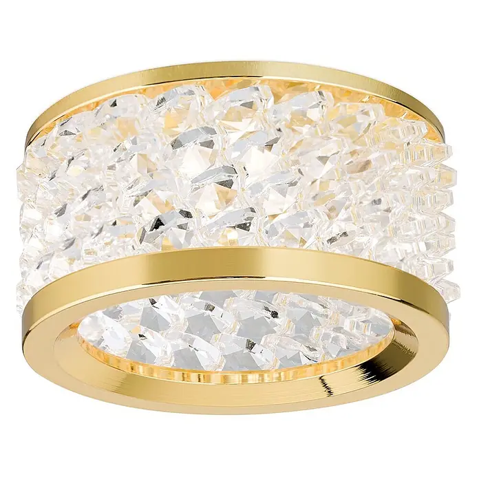 Orion Leuchten Einbauleuchte -  - Goldene Deckenleuchte mit facettiertem, klarem Kristallglas-Diffusor.