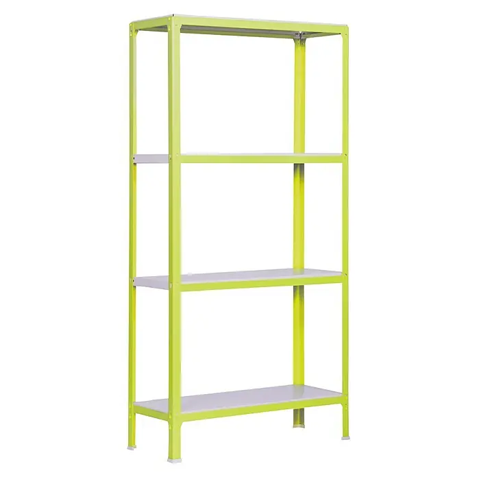 Simonrack Simonhome Metallregal Click Metall Mini - H x B x T: 160 x 80 x 40 cm, Traglast pro Boden: 150 kg, Anzahl Böden: 4 Stk., Stecken, Grün/Weiß - Gelbes Metallregal mit vier Regalböden für Lagerung und Organisation.