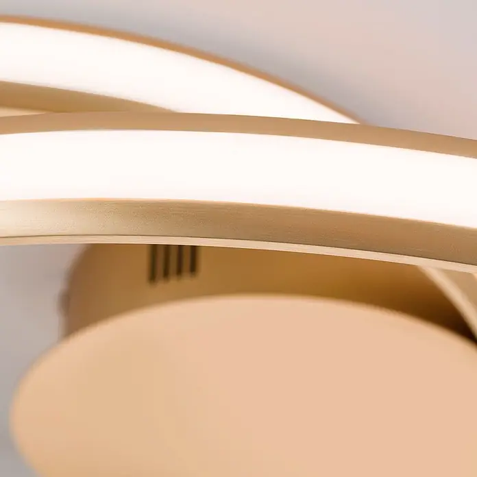 Orion Leuchten Deckenleuchte Circus Gold 3000 K -  - Moderne LED-Leuchte mit geschwungenen goldfarbenen Bändern und heller weißer integrierter Beleuchtung.
