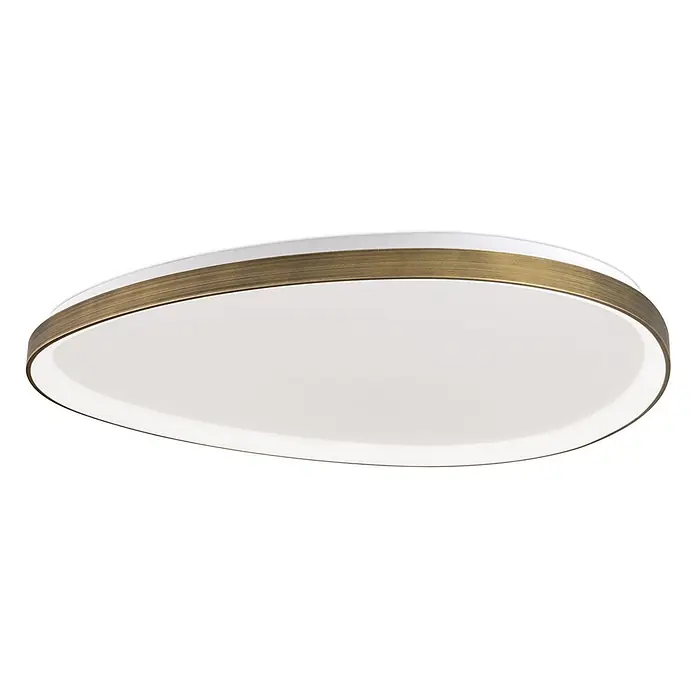 Orion Leuchten LED-Deckenleuchte - L x B x H: 80 x 80 x 6 cm - Ovale weiße LED-Deckenleuchte mit gebürstetem Bronze-Rand.