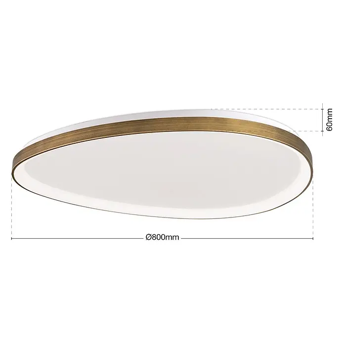 Orion Leuchten LED-Deckenleuchte - L x B x H: 80 x 80 x 6 cm - Ovale LED-Deckenleuchte mit weißem Diffusor und bronzefarbenem Rahmen.