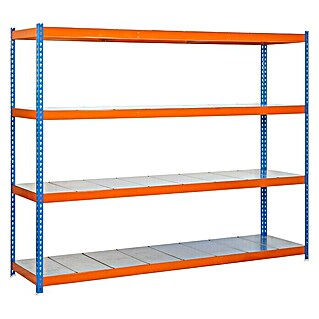 Simonrack Ecoforte Estantería para cargas pesadas Metal (Al x An x Pr: 200 x 150 x 60 cm, Número de baldas: 4 ud., Azul/Naranja)