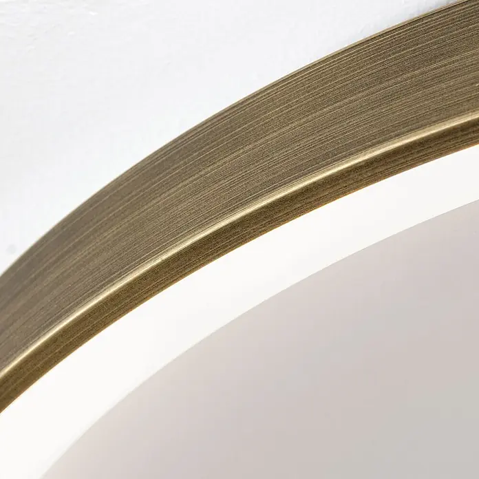 Orion Leuchten LED-Deckenleuchte - L x B x H: 80 x 80 x 6 cm - Rundes Leuchtmittel mit Rahmen aus gebürstetem Messing, das weiches, weißes Licht abgibt.