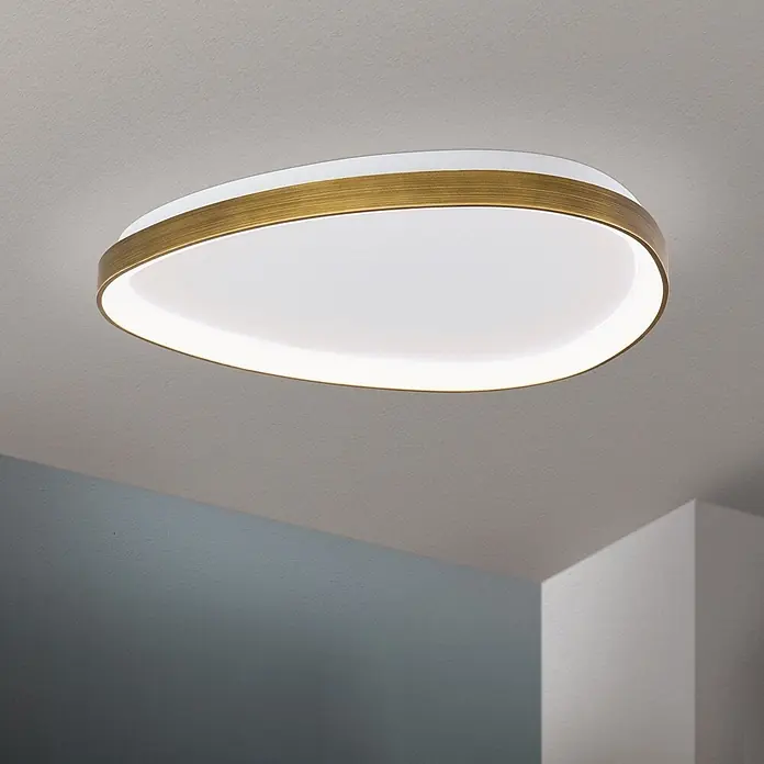 Orion Leuchten LED-Deckenleuchte - L x B x H: 65 x 65 x 6 cm - Ovale Deckenleuchte mit goldenem Rahmen und weißem Diffusor.