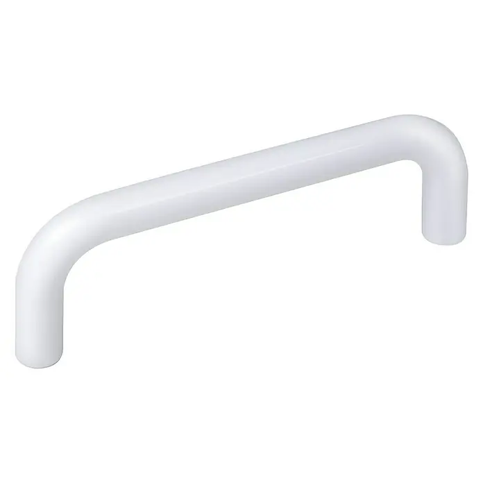 Nesu Tirador para muebles 627BL - L x An x Al: 10,5 x 3 x 2,5 cm, Plástico, Blanco - Primer plano de un tirador rectangular blanco, ideal para armarios o cajones, sobre un fondo neutro.