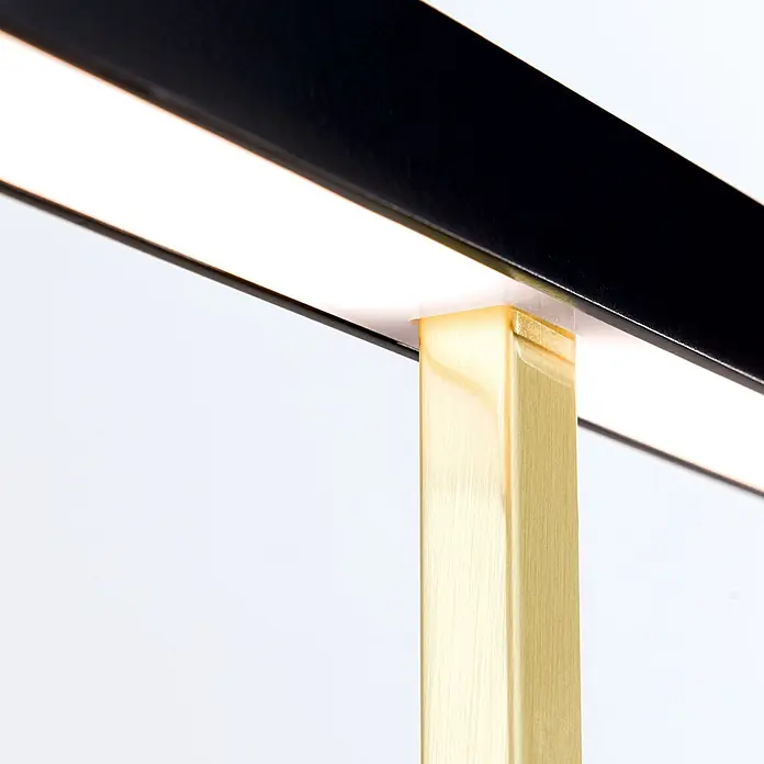 Orion Leuchten LED-Tischleuchte - 12 W, L x B x H: 27,5 x 3,5 x 34 cm, Warmweiß - Elegante Leuchte mit schwarzem Balken, integriertem weißem Licht und gebürsteter Messingsäule.