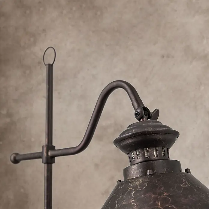 Orion Leuchten Stehleuchte - 40 W, Höhe: 154 cm, E27 - Oberteil einer dunklen, gealterten Metalllampe mit strukturiertem Schirm und verstellbarem Arm.