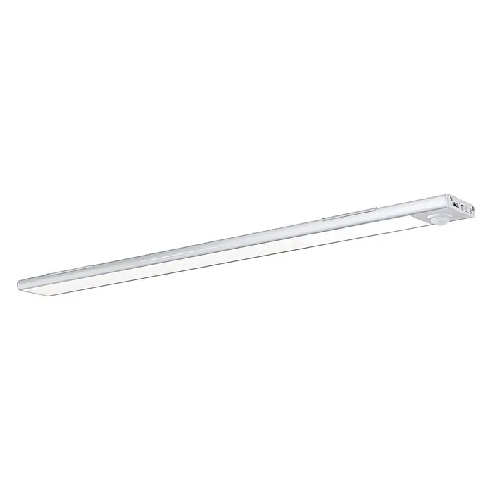 Orion Leuchten Akku-Unterbauleuchte - L x B x H: 40 x 4 x 1,4 cm - Silberne LED-Lichtleiste mit weißem Diffusor, integriertem Bewegungssensor und Endschaltern.