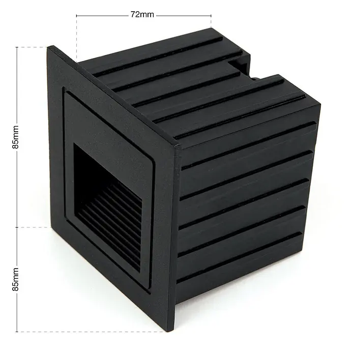 Orion Leuchten LED-Einbauleuchte - L x B x H: 7,2 x 8,5 x 8,5 cm - Schwarzes quadratisches Einbau-Gitter, 85x85mm, mit Lamellen und 72mm Tiefe.