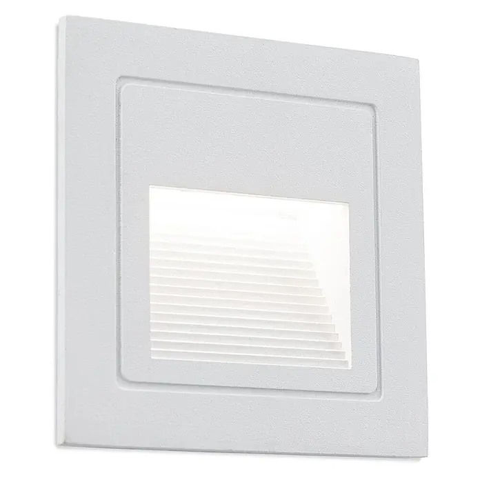 Orion Leuchten LED-Einbauleuchte - L x B x H: 7,2 x 8,5 x 8,5 cm - Weißes, quadratisches LED-Einbaustrahler für Treppen, texturiert, mit horizontalen Lamellen für gerichtetes Licht.