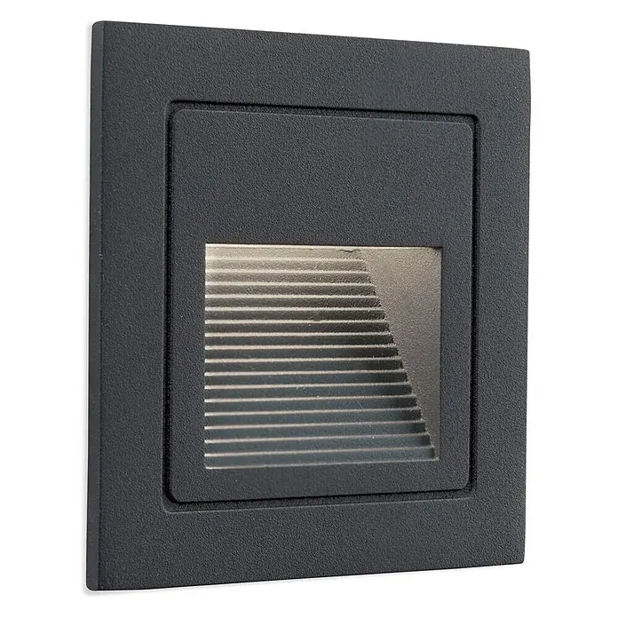 Orion Leuchten LED-Einbauleuchte -  - Dunkelgraue, quadratische Einbau-Stufenleuchte mit texturierter Oberfläche und horizontalen Lamellen für gerichtetes Licht.