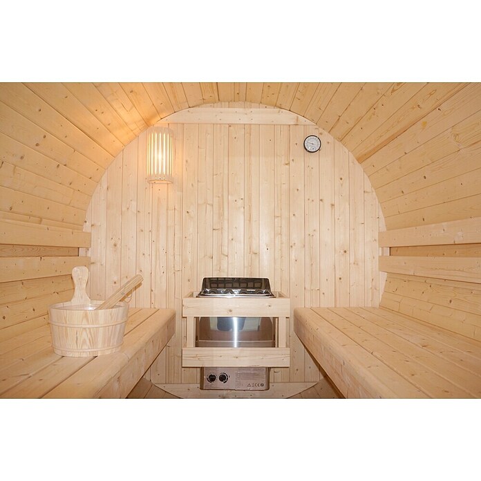 Fasssauna Tromsö XL (Holz, Fichte, L x B x H: 189 x 220 x 191,5 cm) | BAUHAUS
