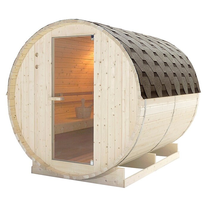 Fasssauna Tromsö XL (Holz, Fichte, L x B x H: 189 x 220 x 191,5 cm) | BAUHAUS