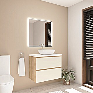 Mueble de lavabo Isa (L x An x Al: 44,6 x 80 x 54,5 cm, Beige, Número de cajones: 2 ud.)