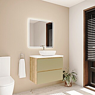 Mueble de lavabo Isa (L x An x Al: 44,6 x 80 x 54,5 cm, Verde, Número de cajones: 2 ud.)