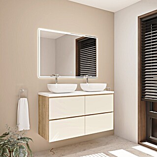 Mueble de lavabo Isa (Beige, L x An x Al: 44,6 x 120 x 54,5 cm, Número de cajones: 4 ud.)