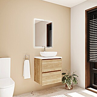 Mueble de lavabo Isa (L x An x Al: 44,6 x 60 x 54,5 cm, Roble, Número de cajones: 2 ud.)