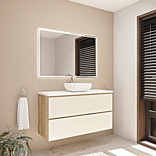 Mueble de lavabo Isa (L x An x Al: 44,6 x 120 x 54,5 cm, Beige, Número de cajones: 2 ud.)