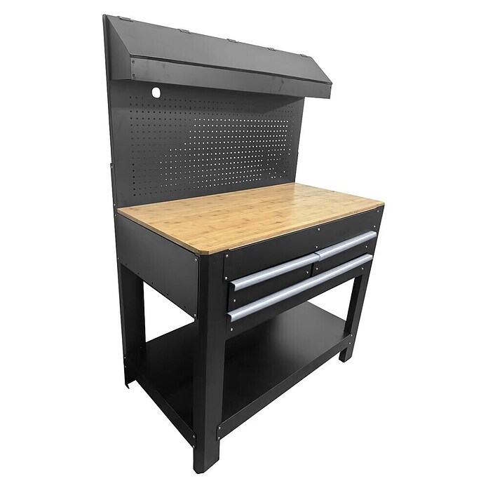 Wisent Banco de trabajo (L x An: 114 x 61 cm, Altura de trabajo: 160 cm, Carga soportada: 150 kg, Negro) | BAUHAUS