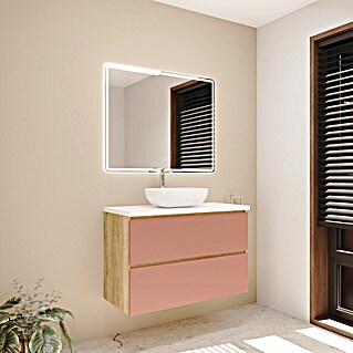Mueble de lavabo Isa (L x An x Al: 44,6 x 100 x 54,5 cm, Rose, Número de cajones: 2 ud.)