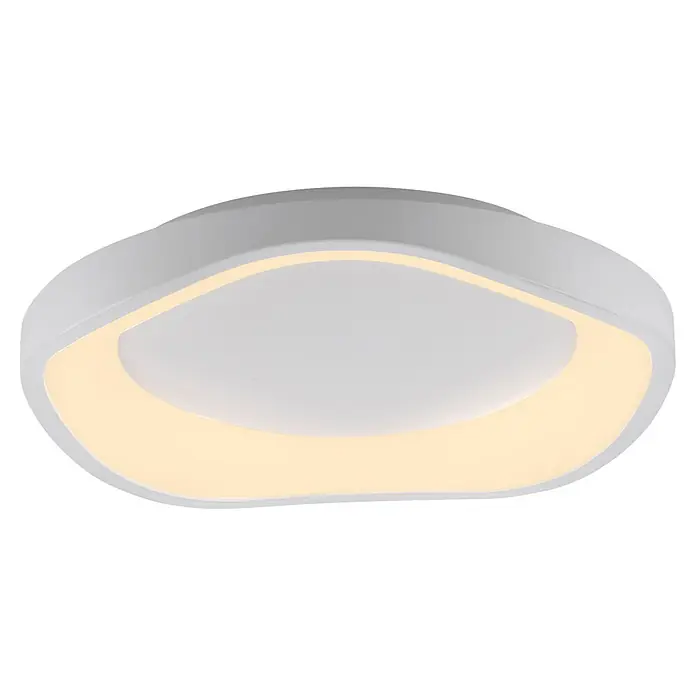 Just Light LED-Deckenleuchte rund Monta - 21 W, Ø x H: 40 x 7,5 cm, Weiß, Warmweiß - Weiße moderne LED-Deckenleuchte mit geschwungenem Design, die warmweißes Licht abgibt.