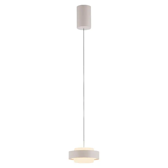 Just Light Pendelleuchte rund Elmo - 18 W, Ø x H: 17,5 x 200 cm, Sandbeige, Anzahl Leuchtmittel: 1 Stk. - Weiße moderne Pendelleuchte mit zylindrischer Deckenhalterung, schwarzem Kabel und leuchtendem, flachem Kreisleuchtkörper.