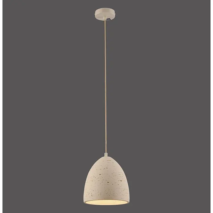 Just Light Pendelleuchte Traventa - 40 W, L x B x H: 21 x 21 x 120 cm, Travertinoptik, E27, Anzahl Leuchtmittel: 1 Stk. - Texturierte, hellbeige kuppelförmige Pendelleuchte mit warmem Licht.