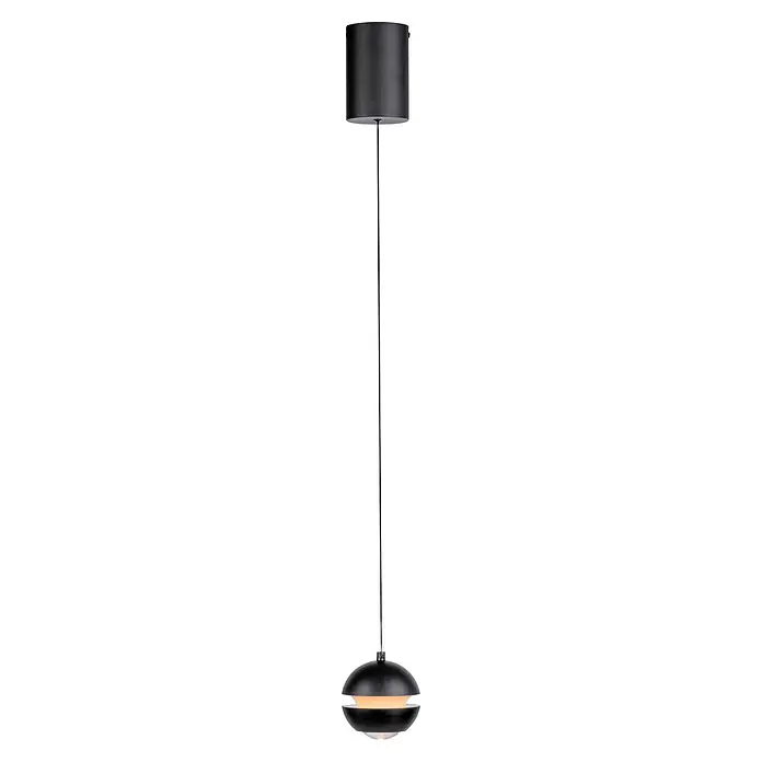 Just Light LED-Pendelleuchte Lini - 4,5 W, L x B x H: 10 x 10 x 10 cm, Schwarz, Warmweiß - Schwarze zylindrische Pendelleuchte mit scheibenförmigem Schirm und warmem Leuchten.