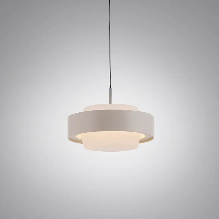 Just Light Pendelleuchte rund Elmo - 18 W, Ø x H: 17,5 x 200 cm, Sandbeige, Anzahl Leuchtmittel: 1 Stk. - Cremefarbene, geschichtete Pendelleuchte.