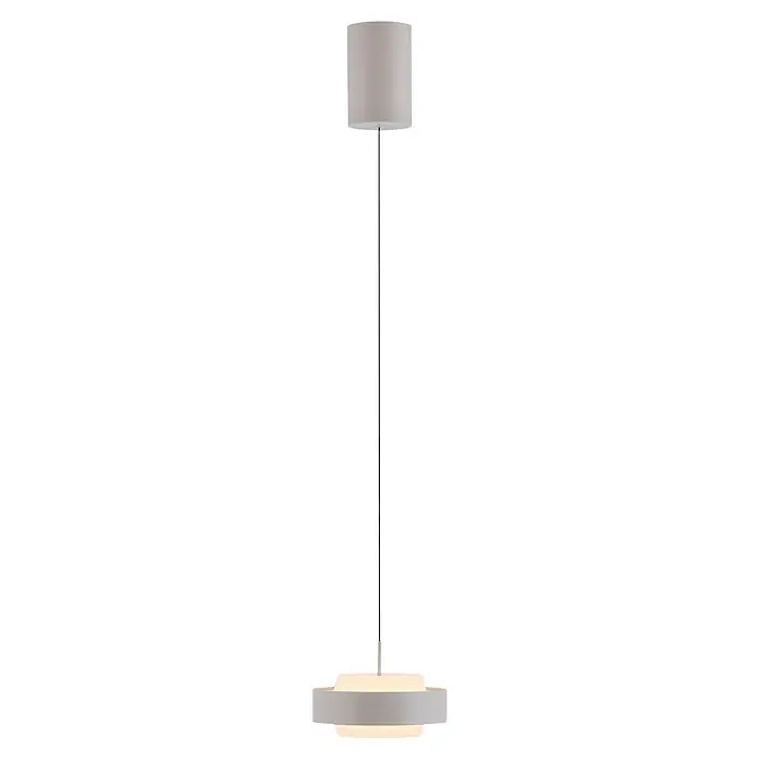 Just Light Pendelleuchte rund Elmo - 18 W, Ø x H: 17,5 x 200 cm, Sandbeige, Anzahl Leuchtmittel: 1 Stk. - Moderne Hängeleuchte in Grau-Weiß mit schlankem schwarzem Kabel und warm leuchtender Scheibe.