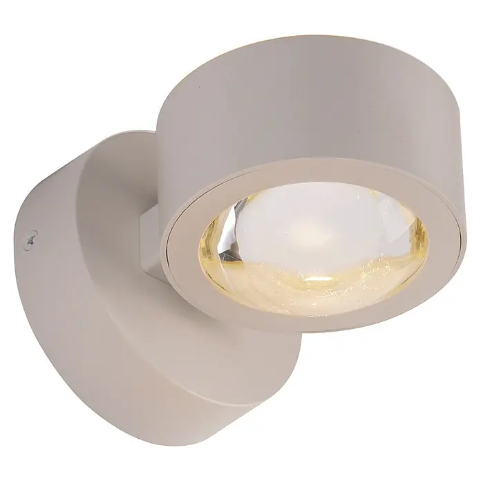 Just Light LED-Wandleuchte Chia -  - Wandmontierter Strahler in Hellgrau, zylindrisch und verstellbar, mit beleuchteter Klarblende.