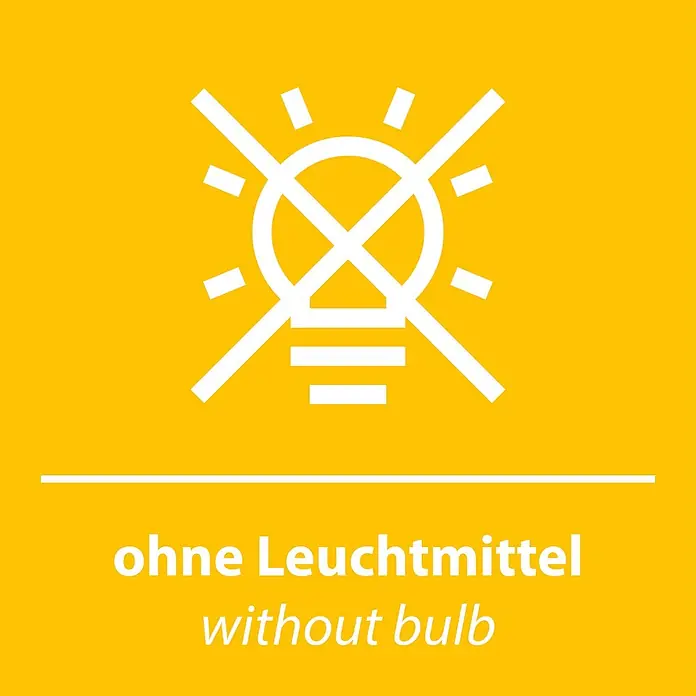 Just Light Pendelleuchte Traventa - L x B x H: 115 x 21 x 120 cm, Travertinoptik, E27, Anzahl Leuchtmittel: 3 Stk. - Weißes Symbol "ohne Leuchtmittel" auf gelbem Grund mit Text: "ohne Leuchtmittel", "without bulb".