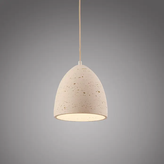 Just Light Pendelleuchte Traventa - 40 W, L x B x H: 21 x 21 x 120 cm, Travertinoptik, E27, Anzahl Leuchtmittel: 1 Stk. - Beige strukturierte, kuppelförmige Pendelleuchte mit geflochtener Kordel, nach unten leuchtend.