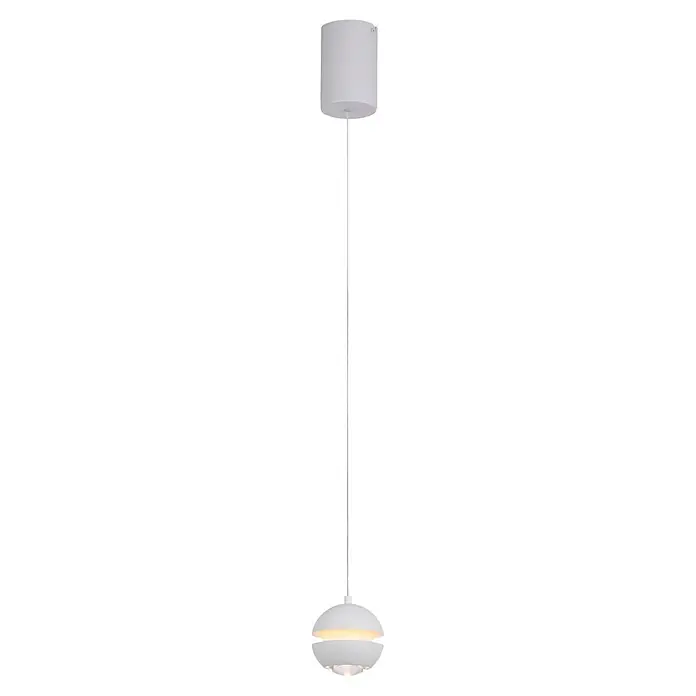 Just Light LED-Pendelleuchte Lini - 4,5 W, L x B x H: 10 x 10 x 10 cm, Weiß, Warmweiß - Weiße Pendelleuchte mit zylindrischer Deckenrosette und beleuchtetem, geschichtetem Schirm in Schalenform.